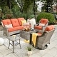 preview thumbnail 33 of 55, OVIOS 5-Piece Outdoor Wicker Swivel Chair Set With Solar-Powered Table Pit Orange/Red