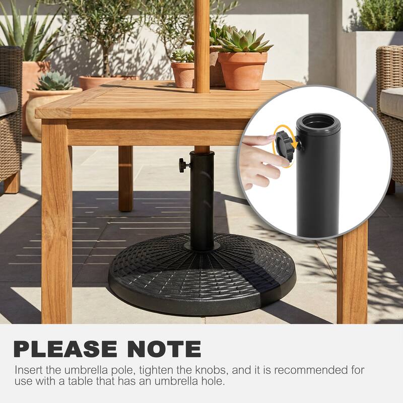 Outdoor Round Black Patio Umbrella Base, Resin and Concrete