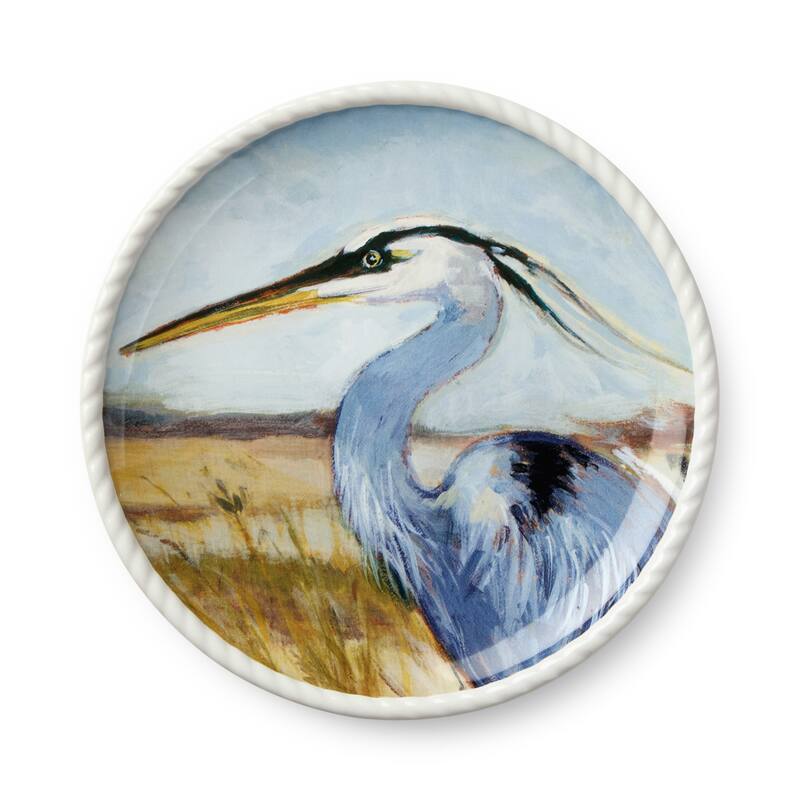Certified International Coastal Birds 9" Salad/Dessert Plates, Set of 4 Assorted Designs - 9.00"L x 9.00"W x 1.00"H