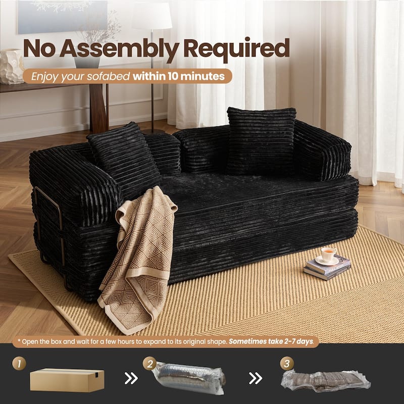 OVIOS Supreme Soft Fluffy Loveseat Sleeper Sofa