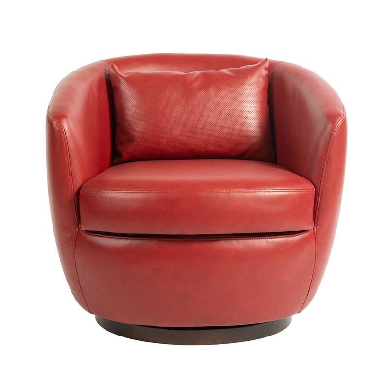 Upholstered Swivel Barrel Armchair with Storage and Metal Base