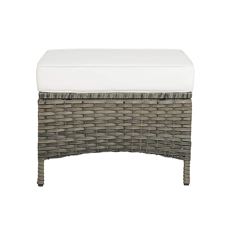 Outdoor Rattan Wicker cushioned Footstool Ottomans Set of 2