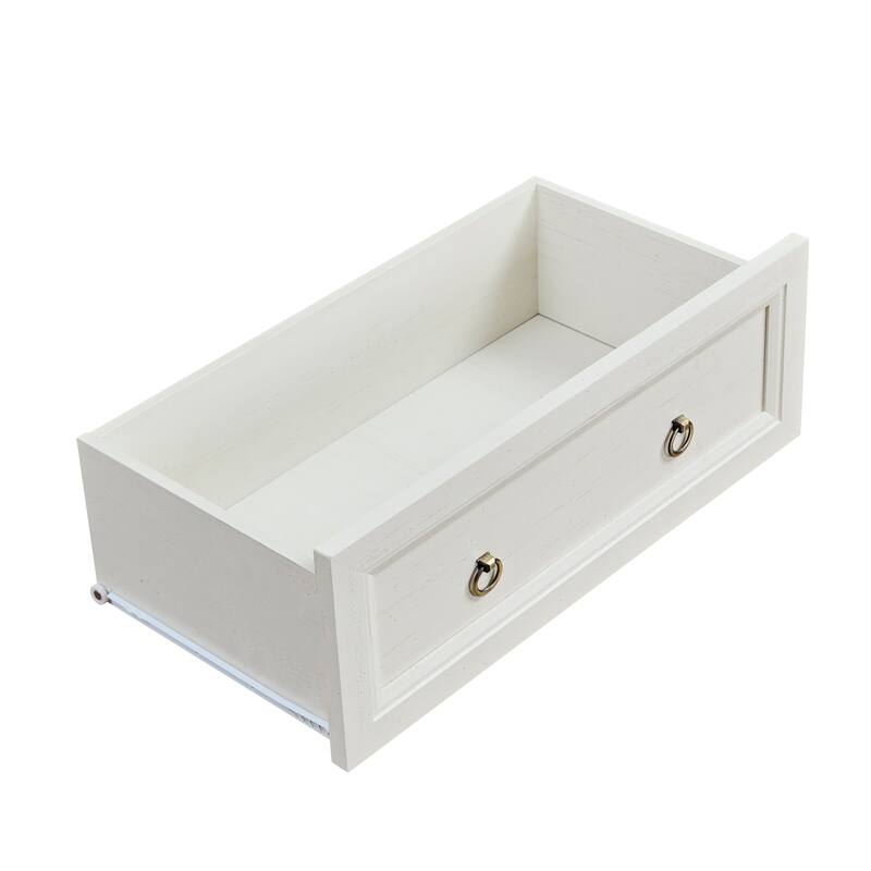 Anmytek White and Walnut 8 Drawer Dresser Chest for Bedroom - Farmhouse Organizer Storage