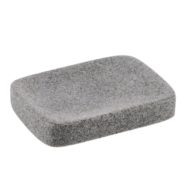 Rectangular Grey Granite Soap Dish Cup Dispenser