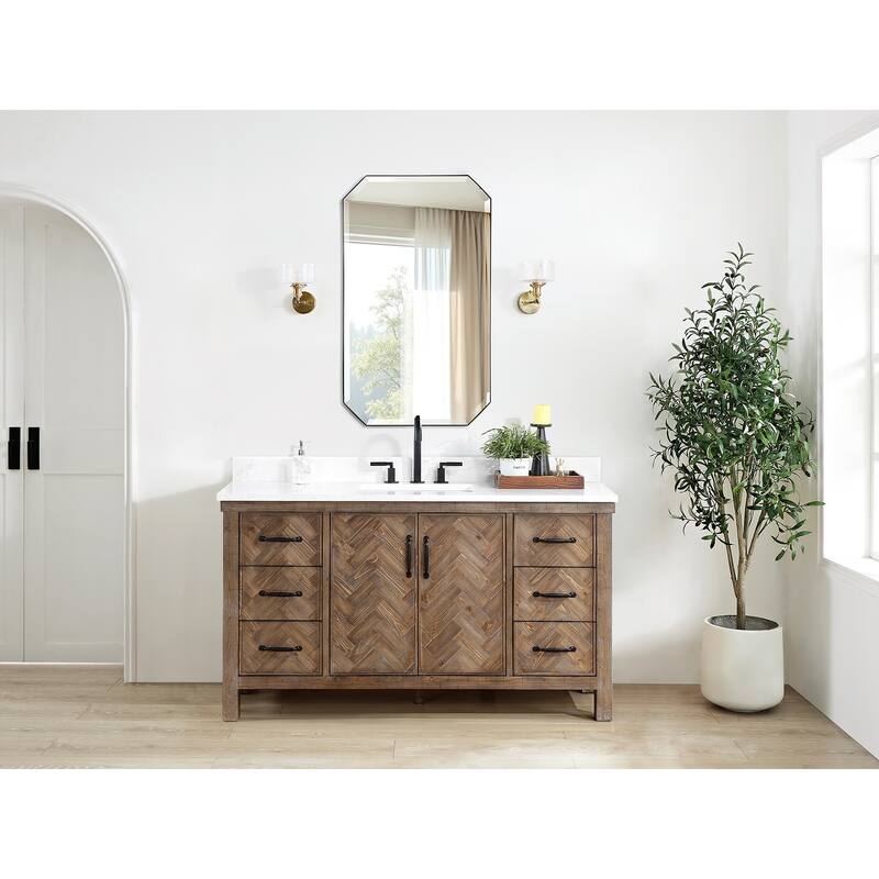 Javier Bath Vanity with Composite Stone Top and Mirror