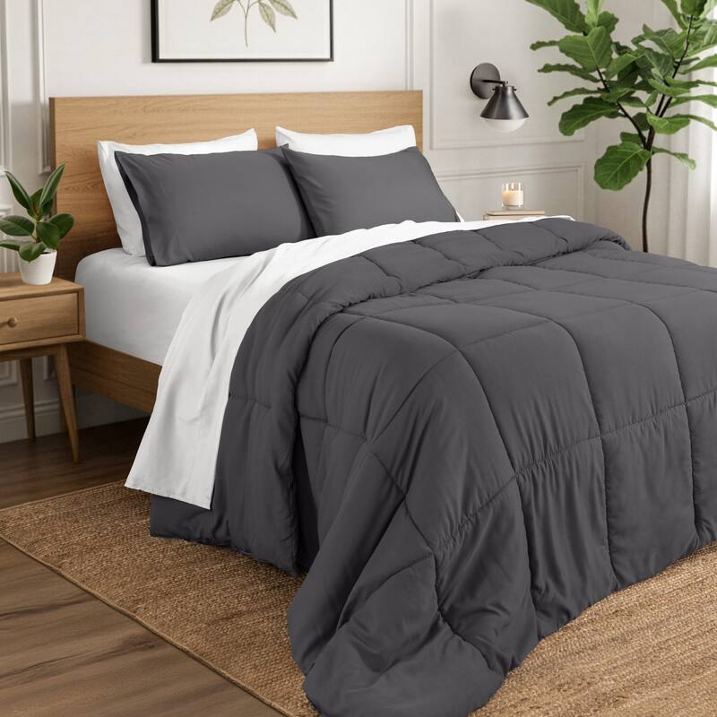 Ivy Union Microfiber Comforter Set - California King - Forged Iron Grey - Box Stitch