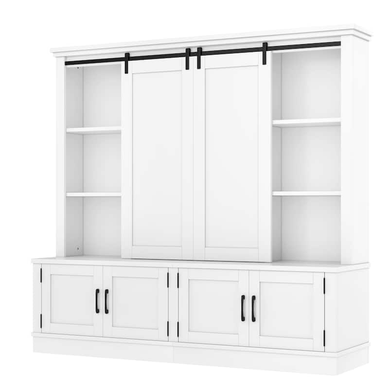 Entryway Cabinet with Sliding Doors, Shoe Storage, Bench and Tree-Shaped Coat Rack, Multi-Functional Hallway Organizer