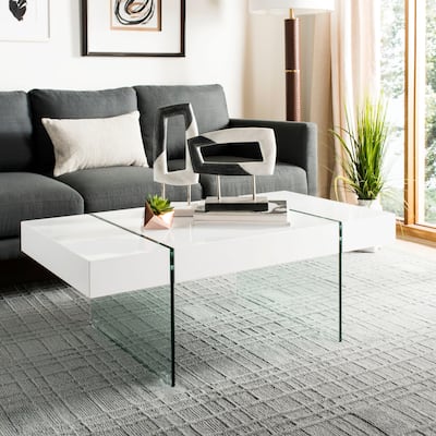 SAFAVIEH Jacob Glass Leg Rectangular Coffee Table - 43.3" W x 23.6" L x 15.7" H