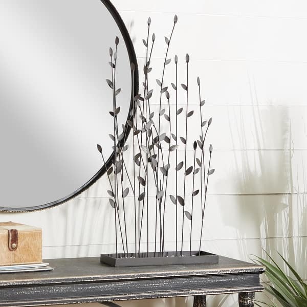 slide 2 of 21, Black Metal Floral Decorative Sculpture with Loose Stones Black