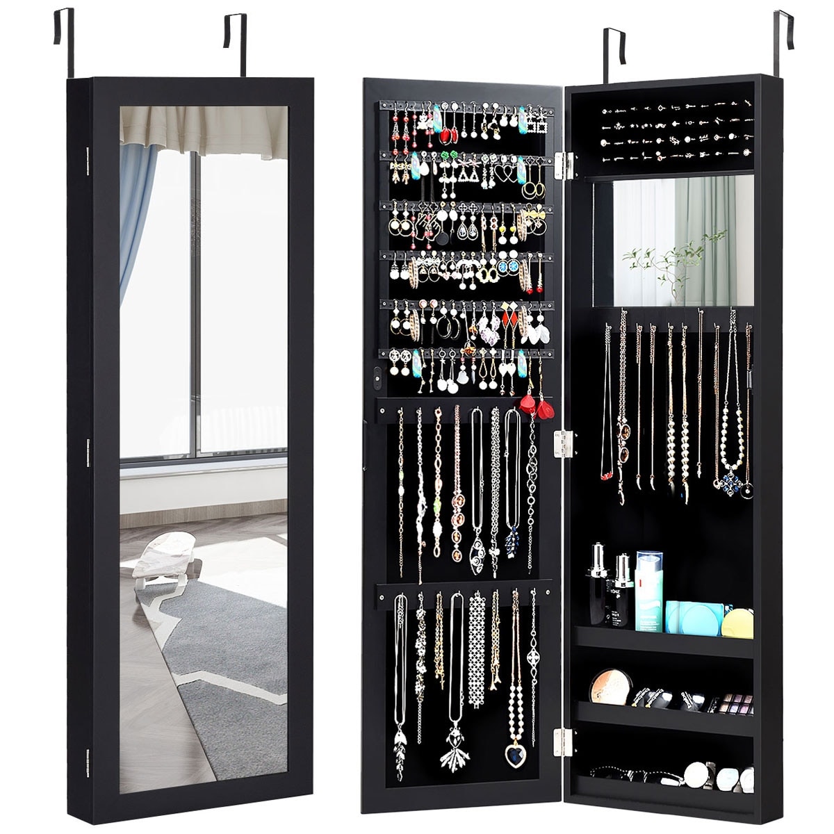 Costway Wall Door Mounted Mirrored Jewelry Cabinet Storage On Sale Bed  Bath  Beyond 22516156