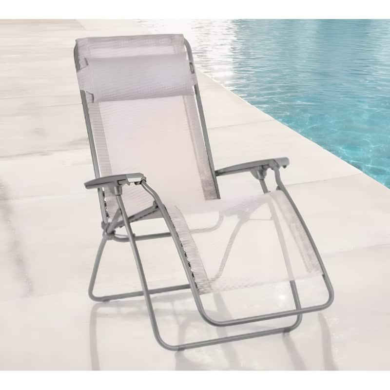 27 Inch Zero Gravity Chair with Cushion for Patio Garden or Poolside - 26.8” x 64.2” x 44.9” - Ivory