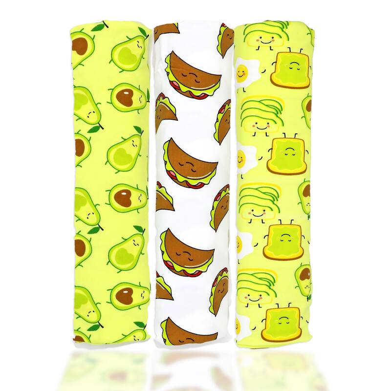Baby Boys and Baby Girls 3 Piece Knit Swaddle Blankets - Brown and Green