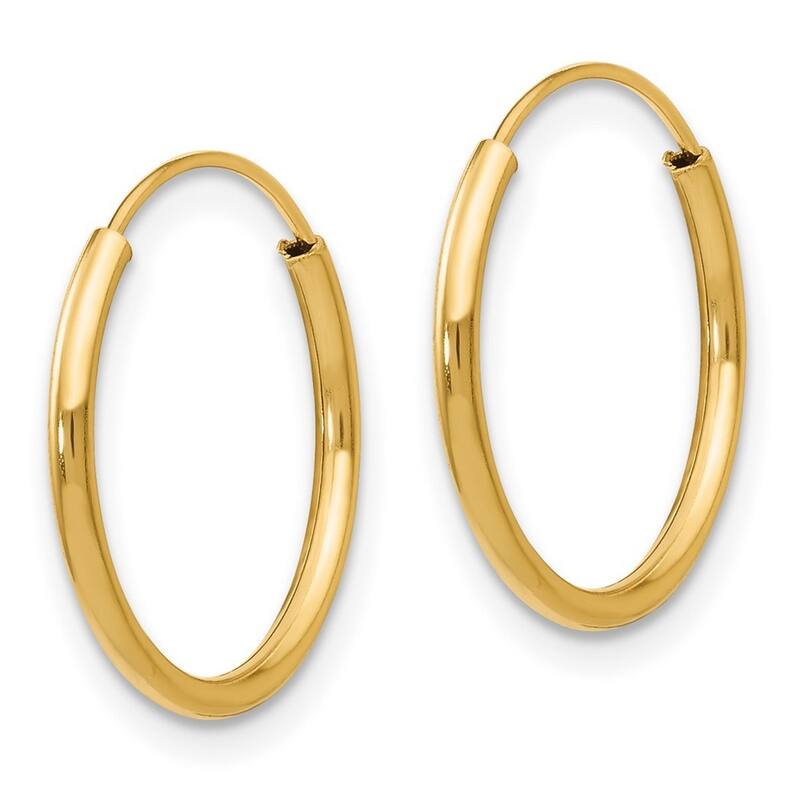 Curata 14k Yellow Gold Polished Endless Hoop Earrings 15x2mm