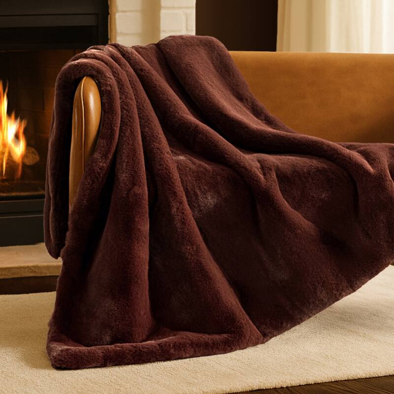 Bare Home Faux Fur Blanket - Ultra-Soft Blanket - Luxurious Fuzzy Warm