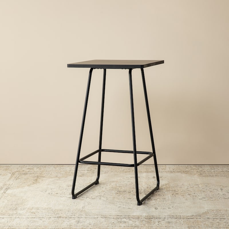 Carbon Loft Greenwood Industrial Metal Pub/Bar Table With Elm Top