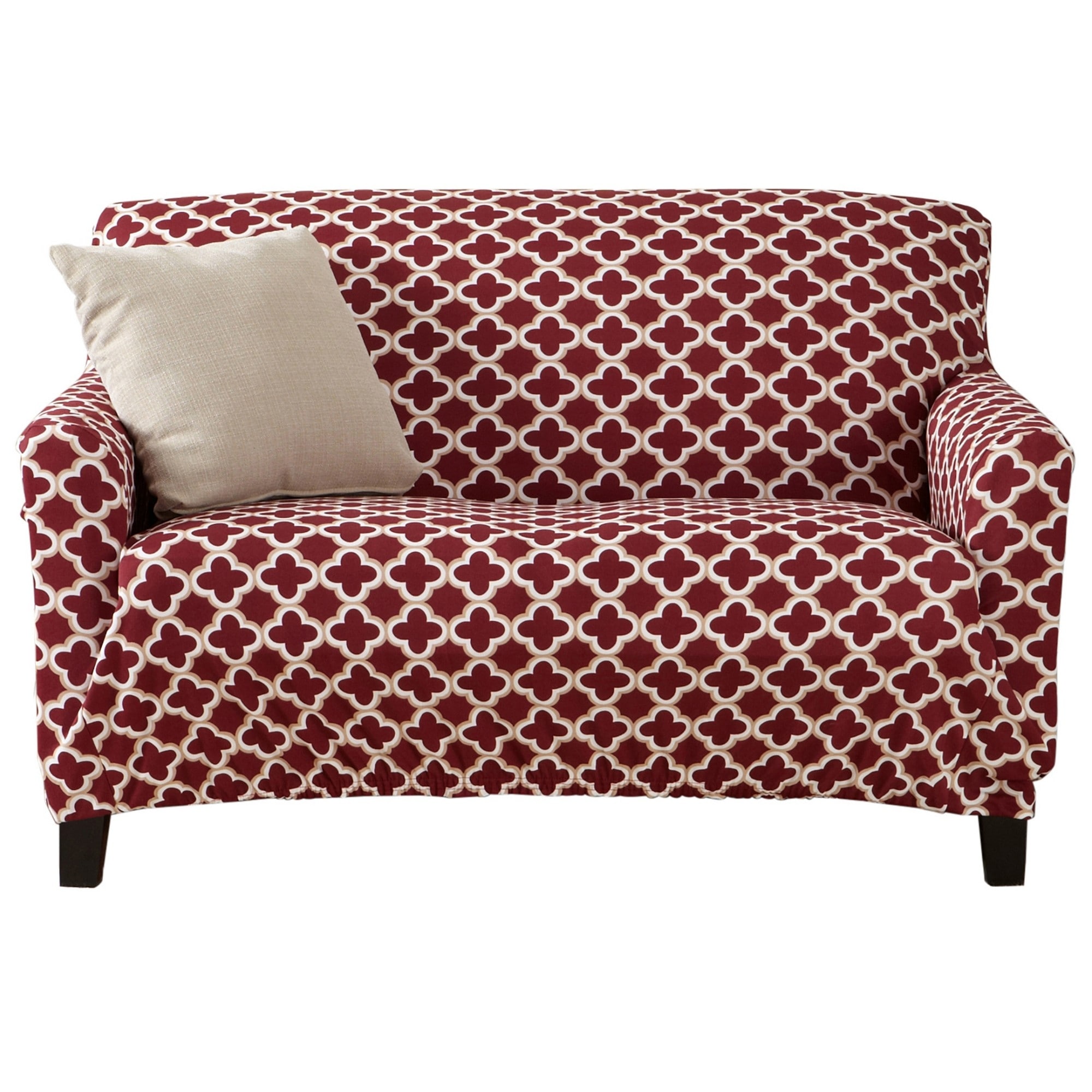 Great Bay Home Reversible Patchwork Sofa Furniture Protector, Burgundy, Red