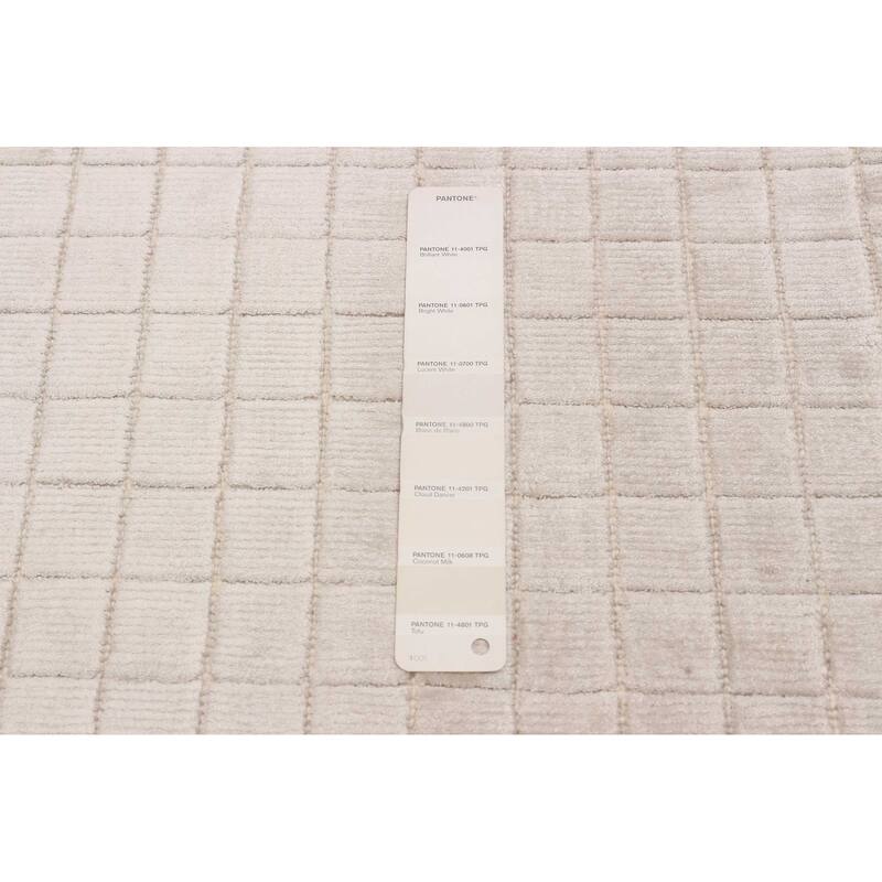 ECARPETGALLERY Hand Loomed Elysian Ivory Viscose Rug - 6'9 x 9'4