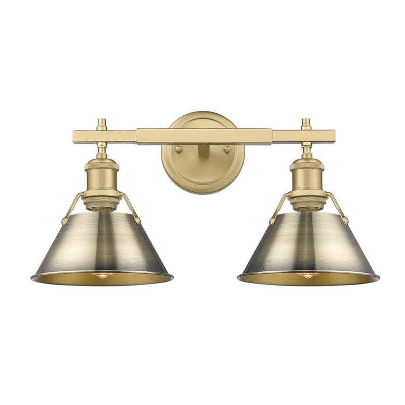 Orwell 2-Light Vanity Light in Brushed Champagne Bronze with Aged Brass - Gold