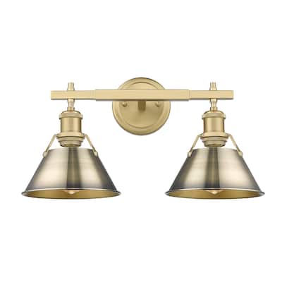 Orwell 2-Light Vanity Light in Brushed Champagne Bronze with Aged Brass - Gold