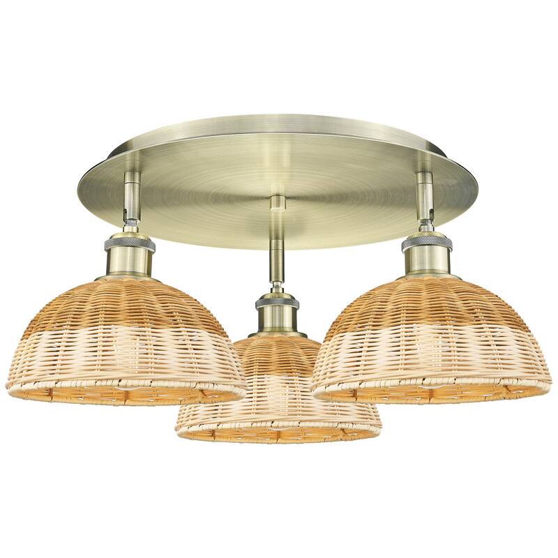Innovations Lighting Endless Possibilities Ballston - Bristol Natural II - 3 Light 21" Flush Mount - Antique Brass