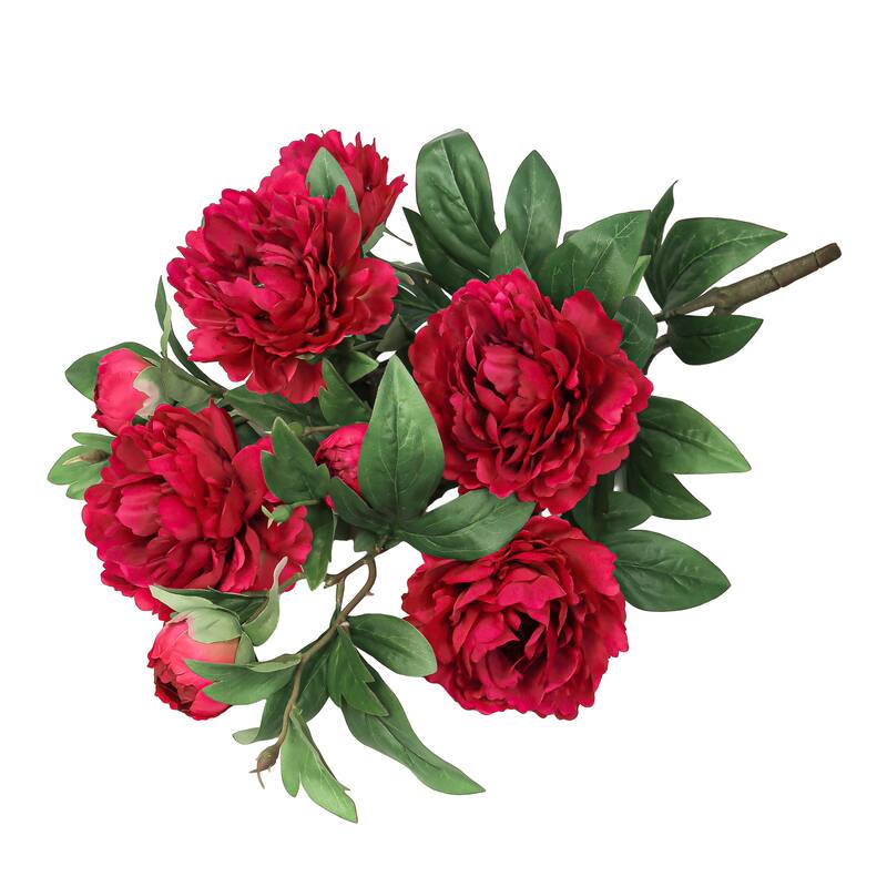 Deluxe Red Artificial Peony Plant Flower Stem Bush Bouquet 22in - 22" L x 13" W x 13" DP