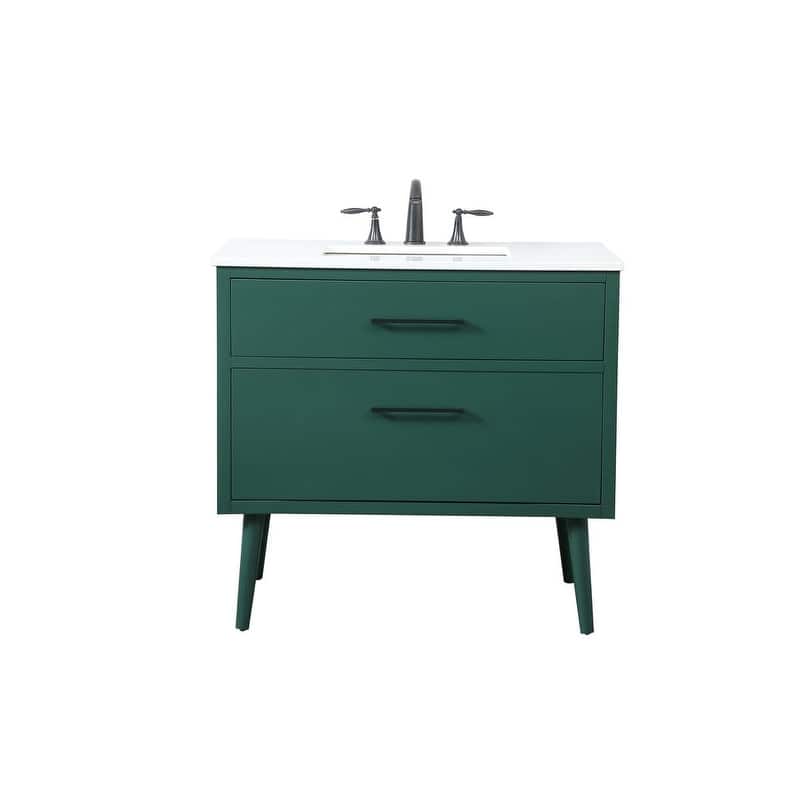 Elegant Lighting VF41036M Boise 36" Free Standing Single Basin Vanity - Green - Painted