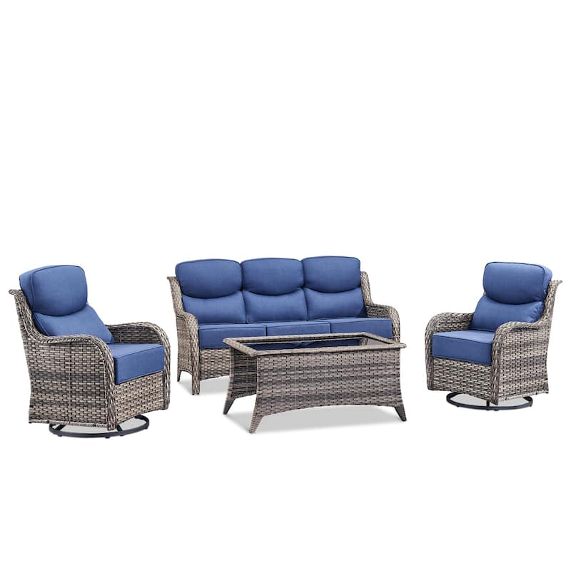Pocassy Outdoor Sofa Patio Swivel Chairs Sets