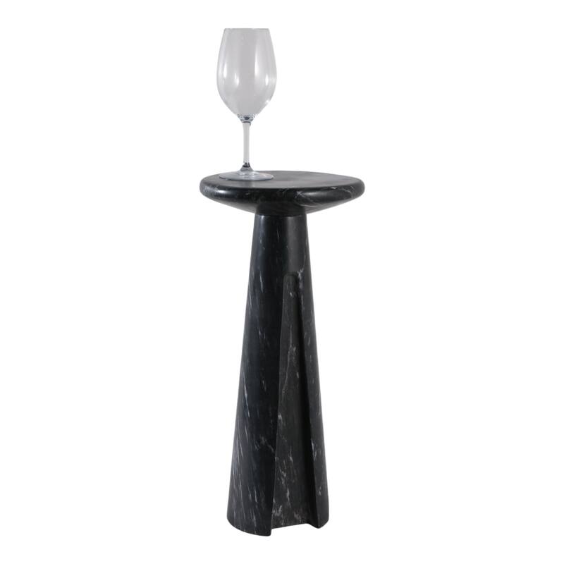 Marble Stone Accent Table Pedestal Base Savoir Style - 22" Black - 10" x 10" x 21.5"