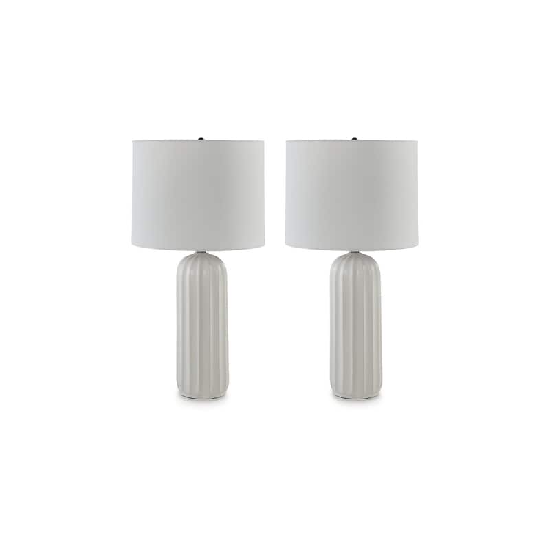 Signature Design by Ashley Clarkland White Table Lamp (Set of 2) - 13"W x 13"D x 25"H