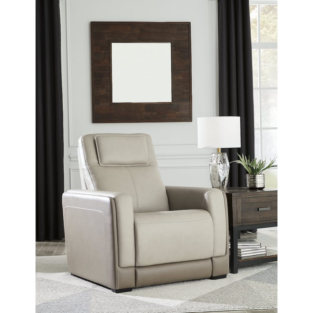 Signature Design by Ashley Battleville Ivory Power Recliner with Adjustable Headrest