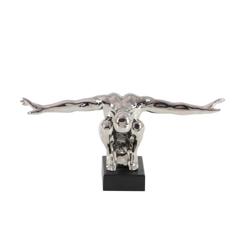 Silver Porcelain Ceramic Diver Decorative Sculpture