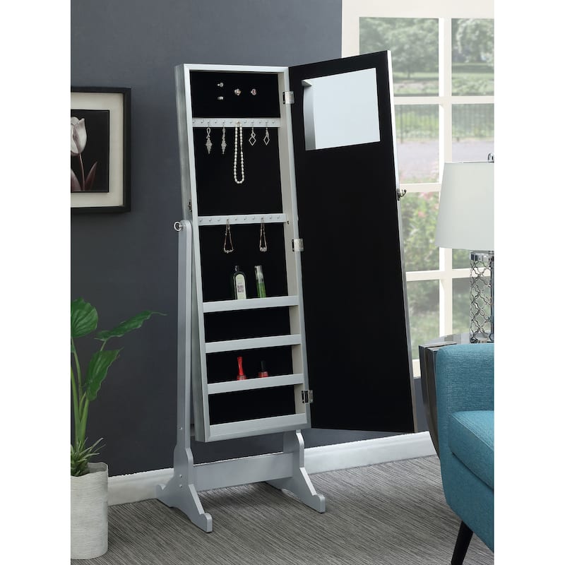 Elle Cheval Mirror with Jewelry Storage Silver