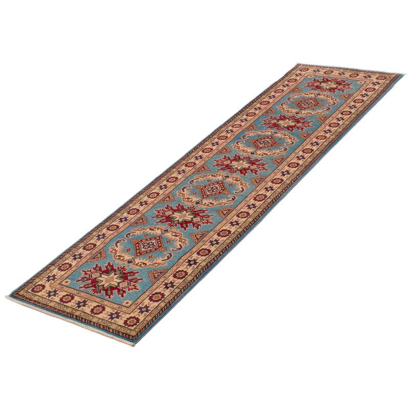 ECARPETGALLERY Hand-knotted Uzbek Ghazni Sky Blue Wool Rug - 2'9 x 9'7