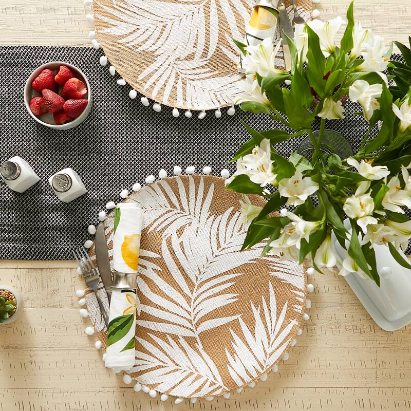 DII Block Print On Natural Round Jute Placemat (Set of 6)