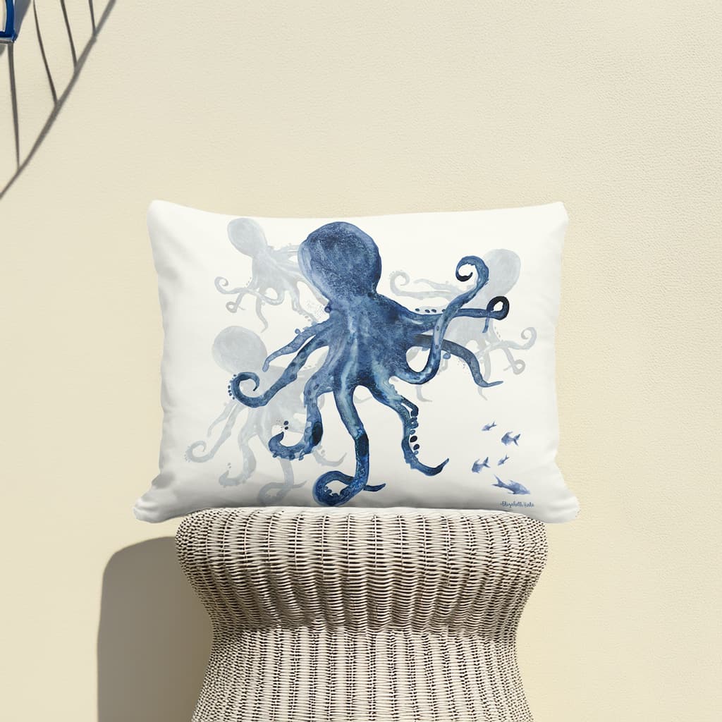 Magnolia Casual Outdoor Pillow Indigo Octopus 19x24