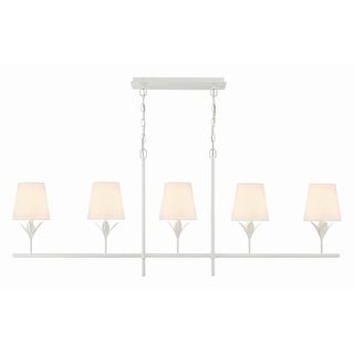 Broche 5 Light Matte White Chandelier - 53.5"W x 21"H x 6"D