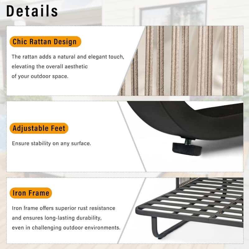 57" Outdoor Patio Rattan Daybed Sunbed with Retractable Canopy and Pillows