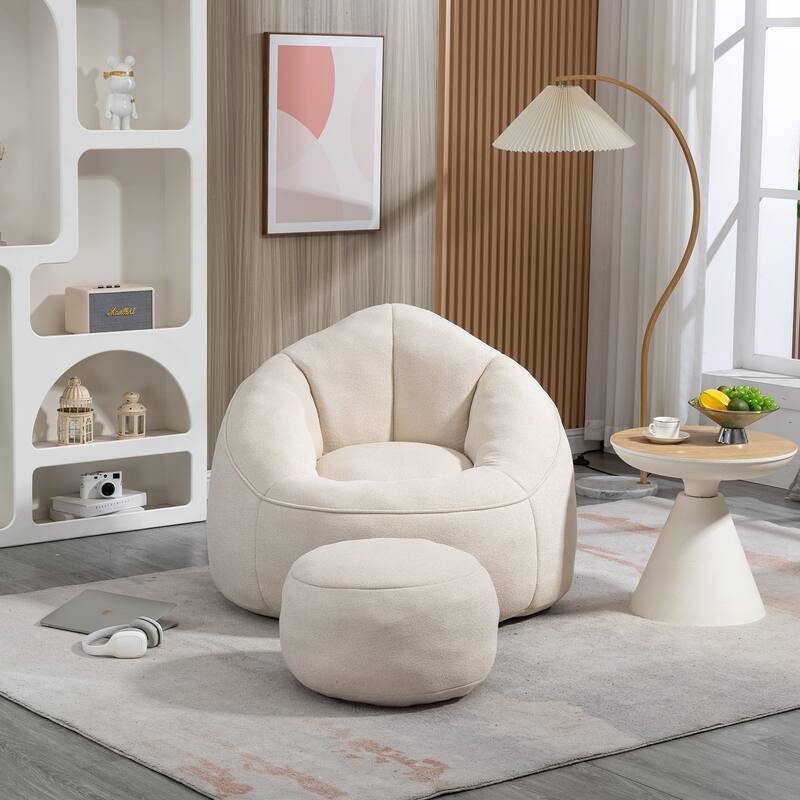 Roomfitters Bedding Bean Bag Sofa Chair - High Pressure Foam Bean Bag Chair for Adults with Padded Foam Padding and Footrest