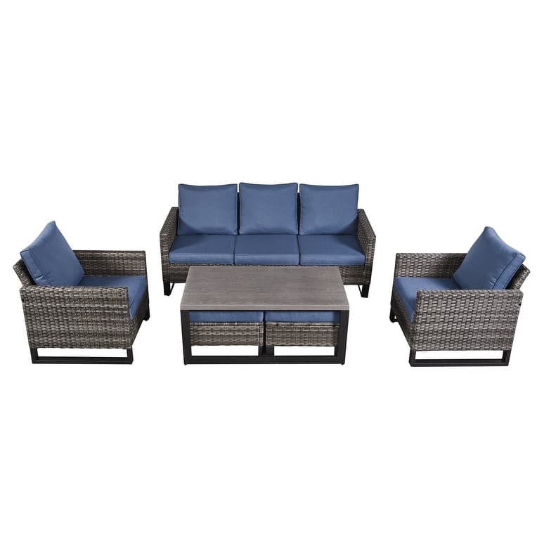 Gymojoy 6-Piece Outdoor Furniture Sofa Table Set With Cushions