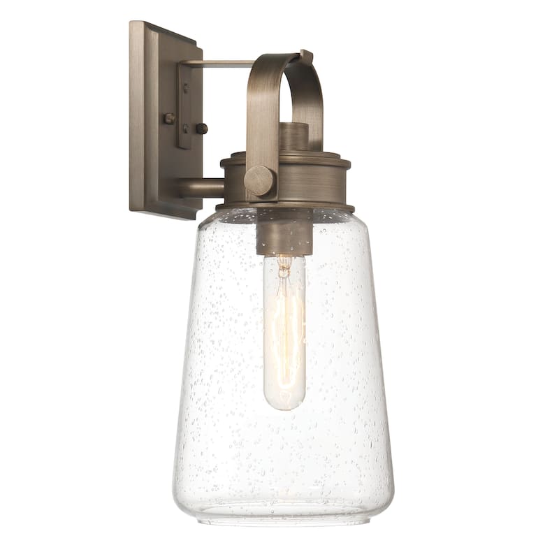 Gage Seedy Glass and Metal Wall Mounted Outdoor Light - 7.1"L x 6.5"W x 14.5"H