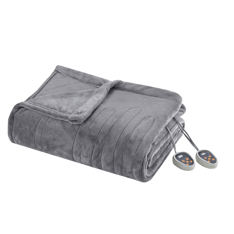 Beautyrest Heated Plush Secure Comfort Blanket - On Sale - Bed