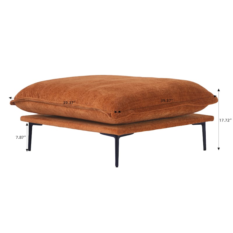 111.02'' Down Filled Sectional Sofa Couch Chenille Fabric Upholstery L-Shaped Sofa with Ottoman
