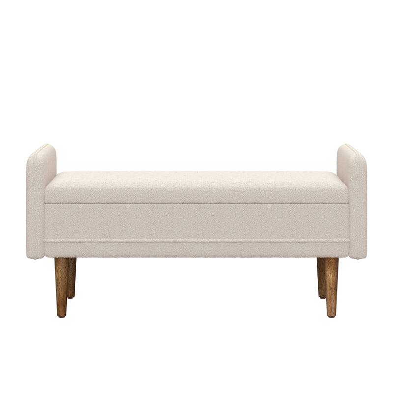 Roomfitters Teddy Velvet Storage Stool with Hidden Compartment, Compact Accent Ottoman for Bedroom, Living Room