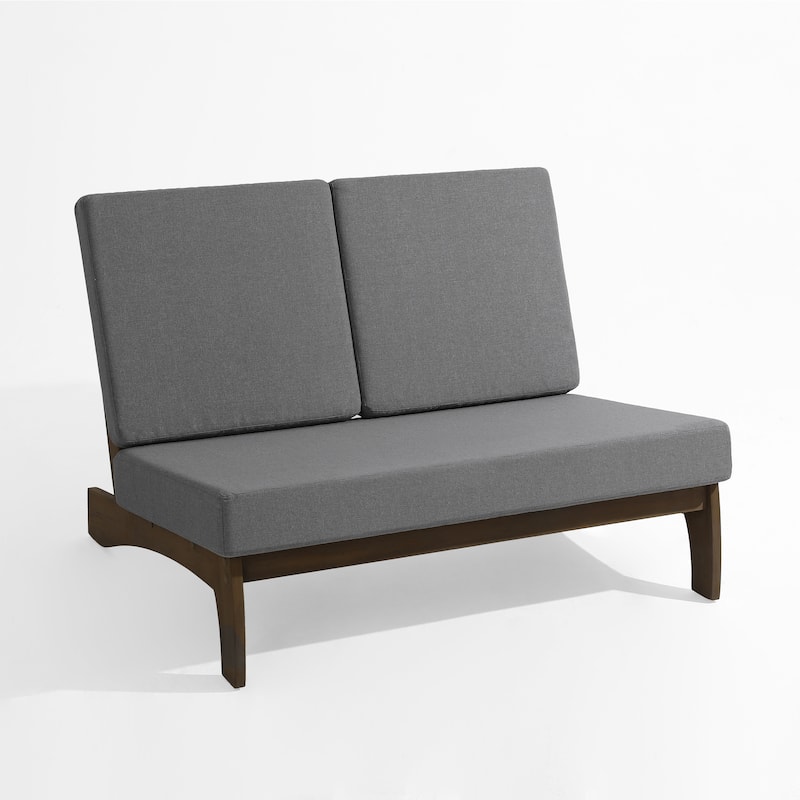 Casual Teak Outdoor Patio Conversation Set with Cushioned Sofa Loveaseat