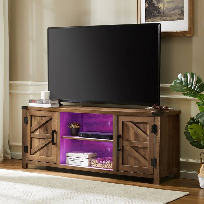 Farmhouse Barndoor TV Stand Entertainment Center for TVs up to 70-inch