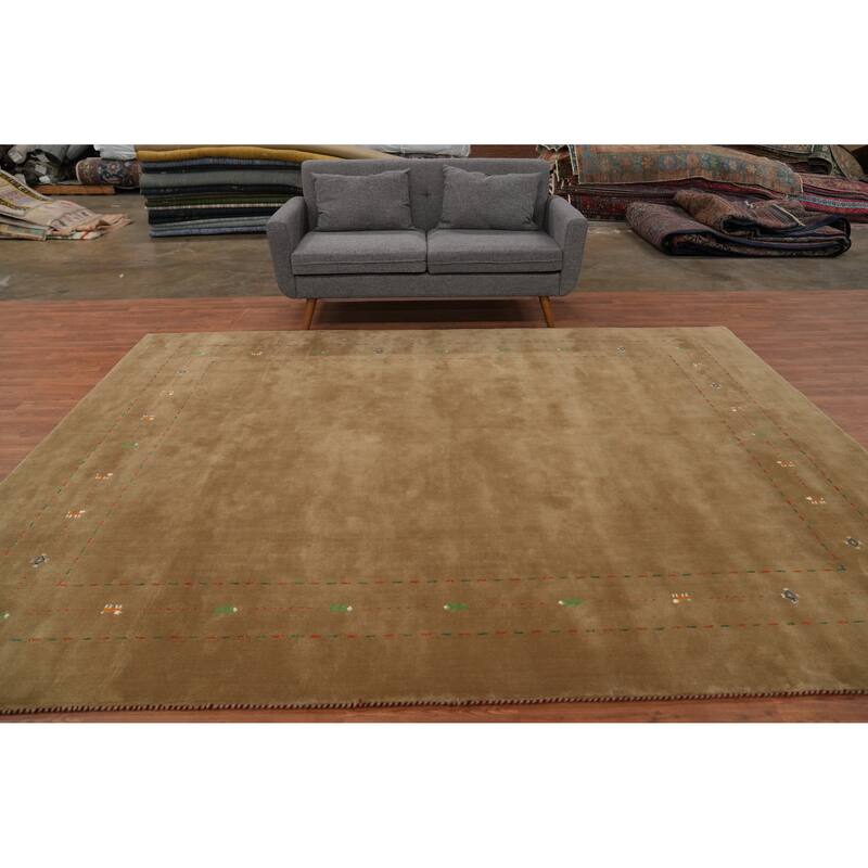 Hand Knotted Oriental 100% Wool Carpet Tribal Animal Pictorial Brown Gabbeh Area Rug - 10' 7'' X 8' 2''