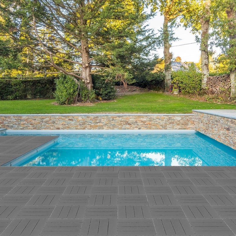 27 PCS 11.8"x11.8" Waterproof Flooring Tiles for Indoor and Outdoor Dark Grey