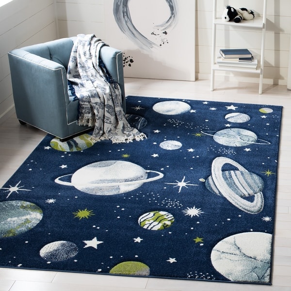 slide 2 of 22, SAFAVIEH Carousel Kids Shaimaa Solar System Rug 10' x 14' - Navy/Ivory