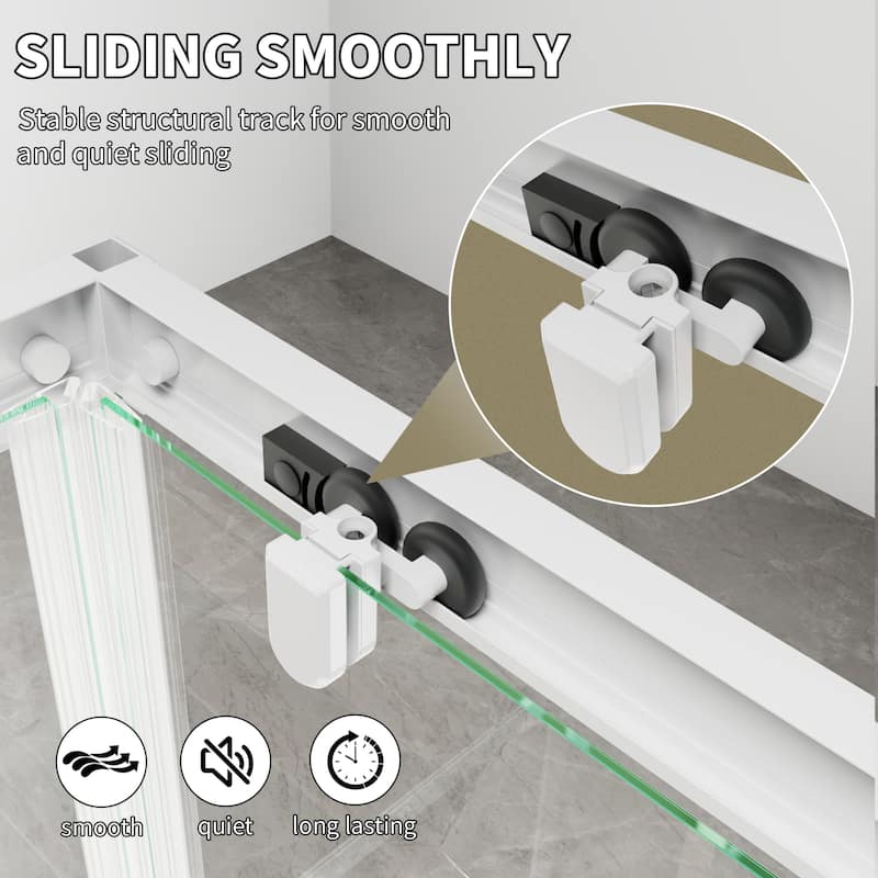 Modland 36'' x 71'' Corner Sliding Shower Door - Self-Cleaning Glass, Magnetic Seal, Matte Black / White