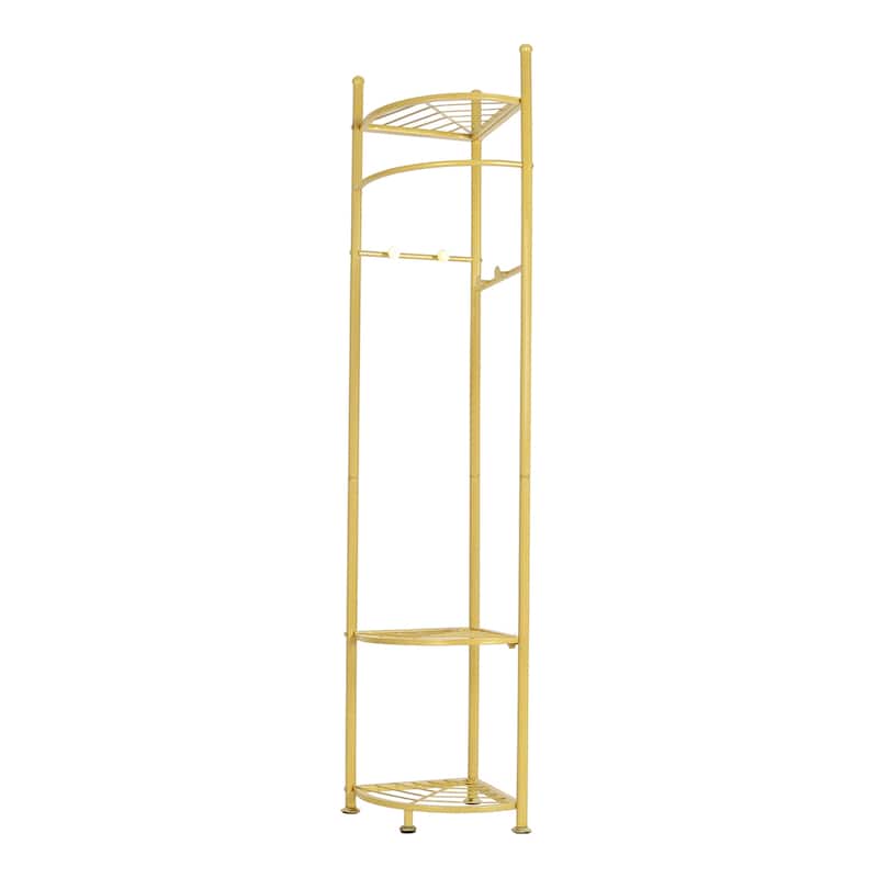 Metal Corner Floor Shelf Entryway Coat Rack Storage Display Rack - 18"x69"
